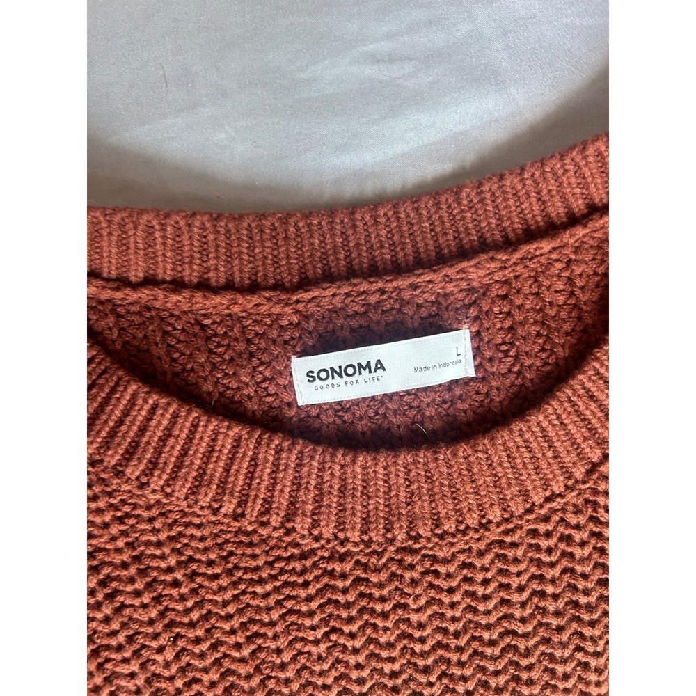 Sonoma Goods For Life Women L Gray Rust Stitch Crewneck Sweater Bundle 2pk - Picture 5 of 9